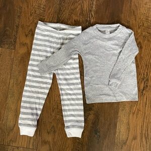 Rabbit Skins Gray and White Striped Kids Pajama Set
